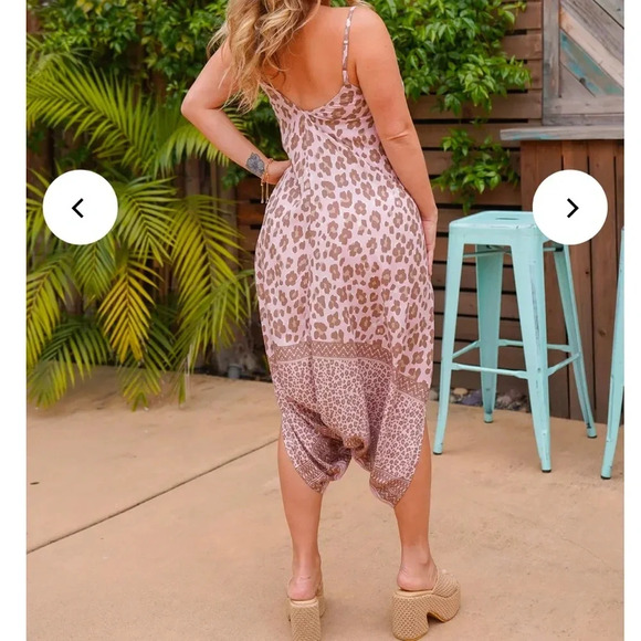 Bali Queen Jumpsuit OS Pink Color block Indian Print - Picture 10 of 10